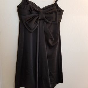 Black Strapless Bow Back Cocktail Dress